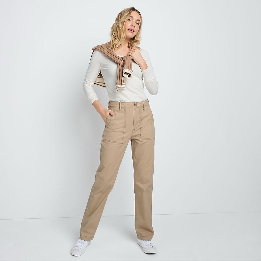 NWT Lands End women’s high rise utility chino pants in desert tan size 12 reg